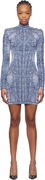 Balmain Jacquard Denim Effect Minidress