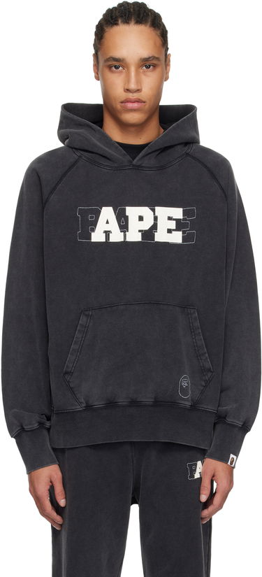 Mikina BAPE A Bathing Ape Washed Effect Relaxed Fit Hoodie Čierna | 001PPK801001M, 0
