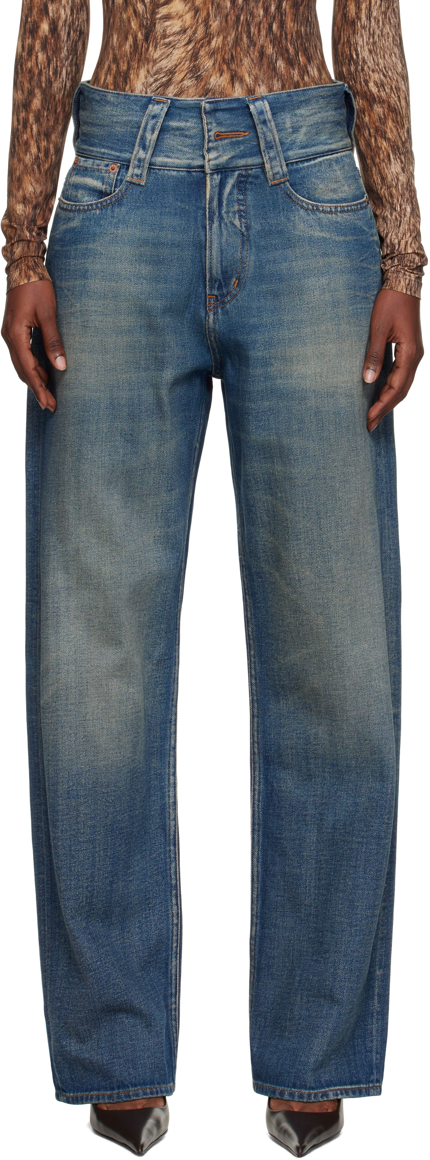 Džínsy Maison Margiela MM6 Maison Margiela 5-Pocket Slub Jeans Modrá | S52LA0259 M30017, 0