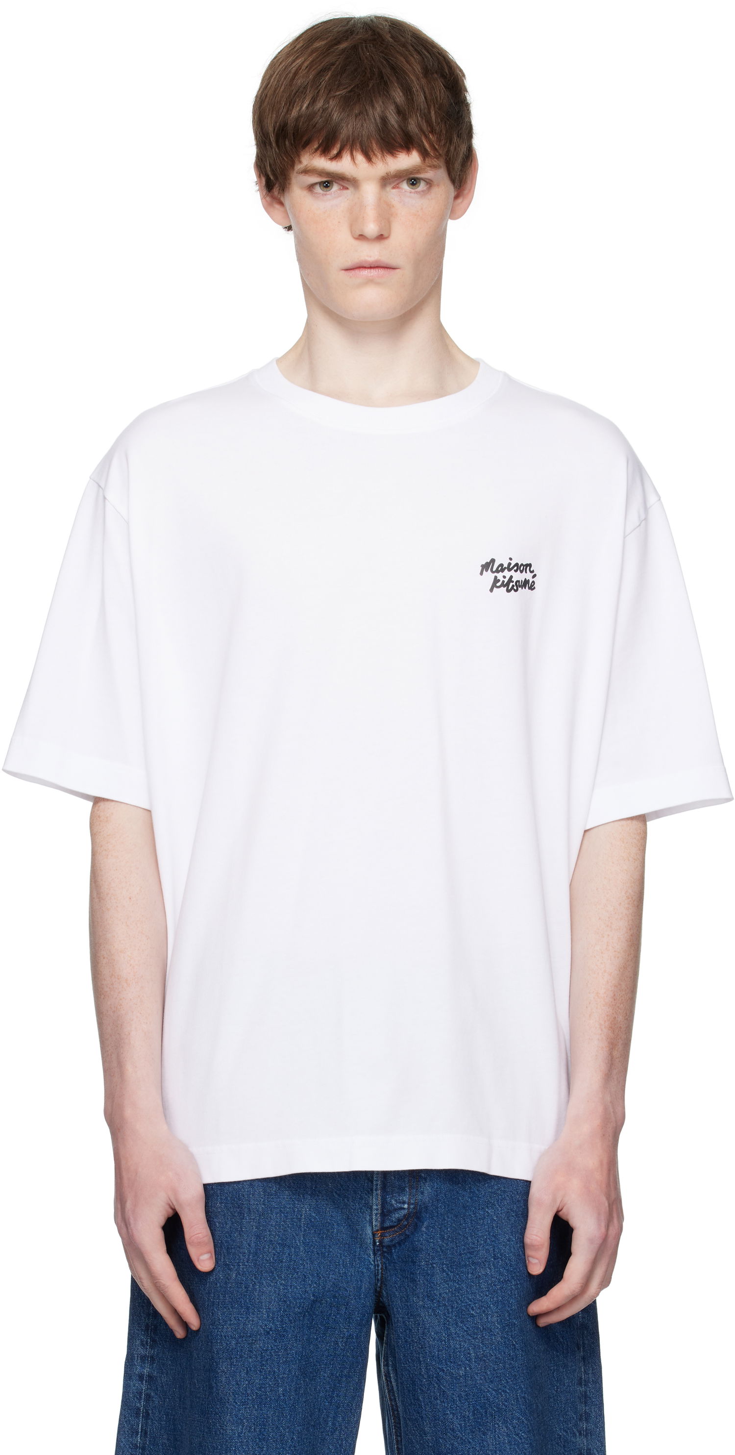 Tričko MAISON KITSUNÉ Maison Kitsuné Handwriting Oversized T-Shirt Biela | PM00110KJ0119, 0