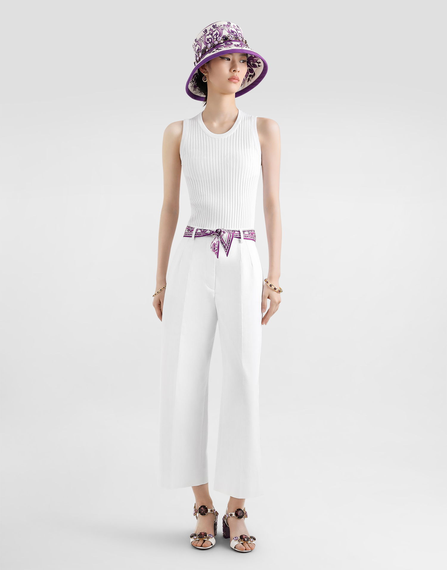 Tielko Dolce & Gabbana Dolce & Gabbana Ribbed Viscose Tank Top Biela | FXT66TJFMZYW0800, 1