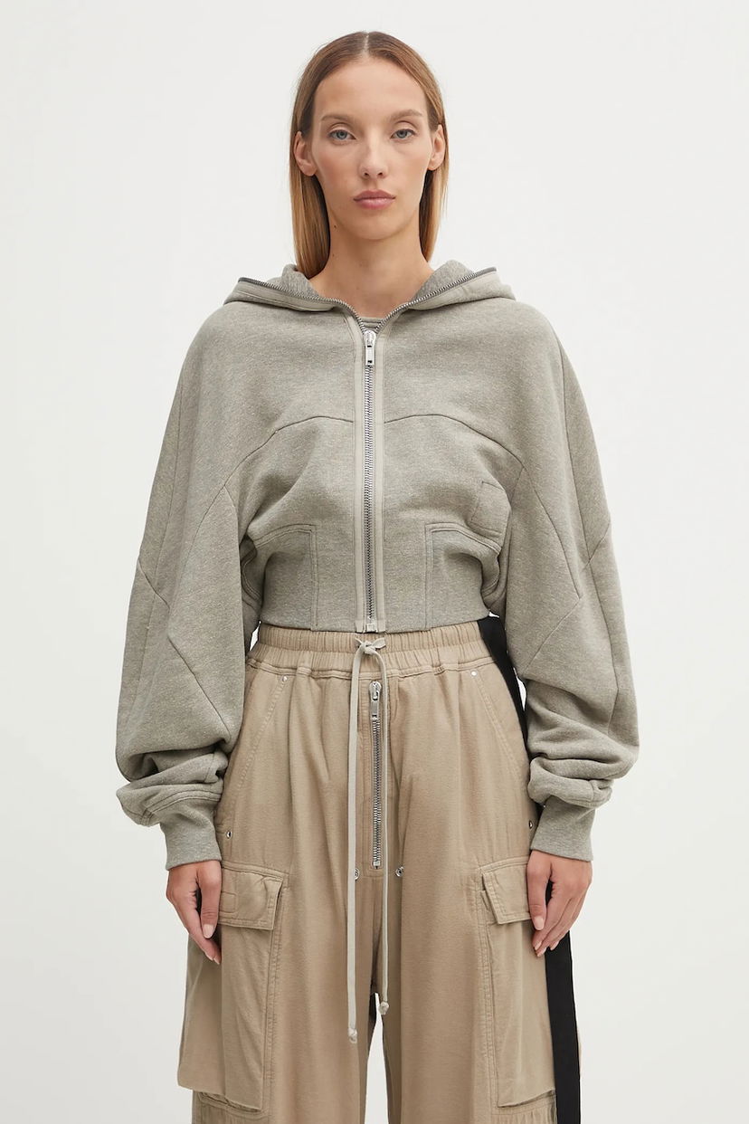 Mikina Rick Owens Rick Owens DRKSHDW Collage Gimp Cropped Hoodie Šedá | DS02E7233.FGM