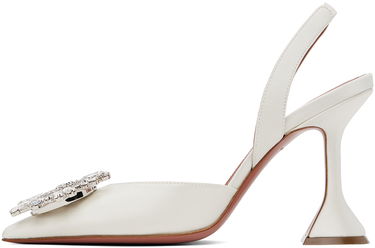 Tenisky a topánky Amina Muaddi Sling Back Heels With Crystal Buckle Biela | BEGUM SLING CL SATIN, 2