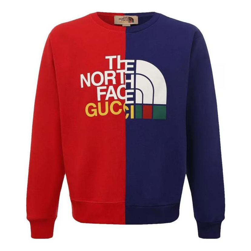 Sveter Gucci The North Face x Designer Collaboration Split Colorblock Sweatshirt Červená | 671500-XJDRE-6051