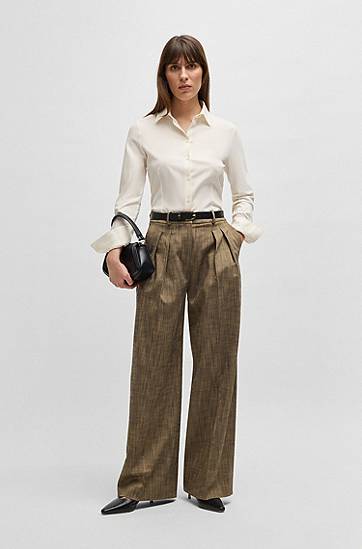 Košeľa BOSS Slim Fit Cotton Jersey Blouse Biela | 50531518, 1