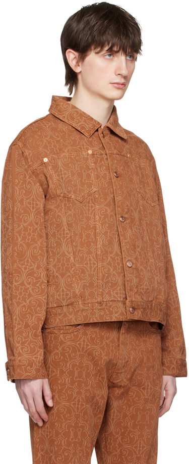 Bunda Drôle de Monsieur Drôle De Monsieur Faïence Print Denim Jacket Hnedá | B-JT137-CO052-CG, 1
