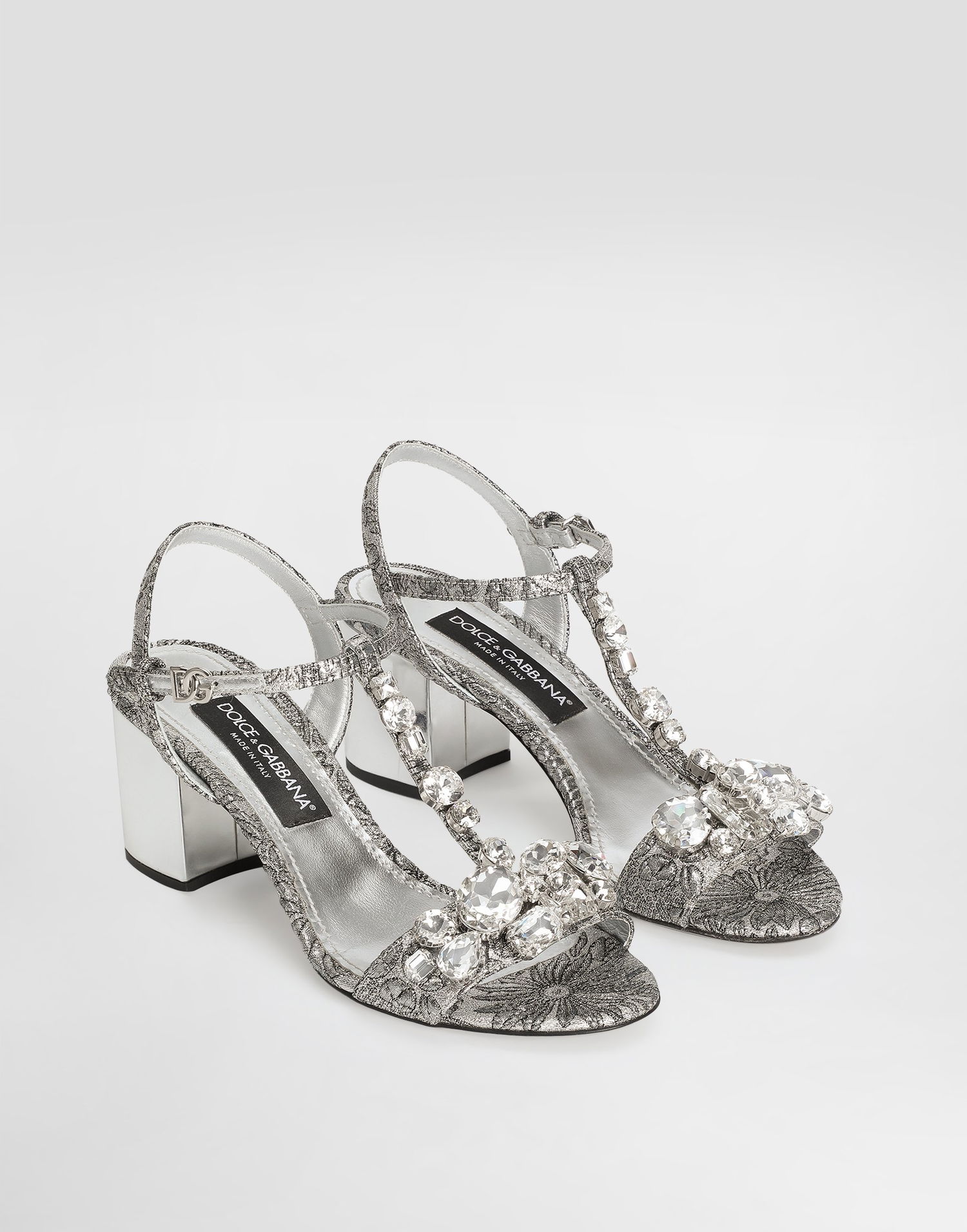 Tenisky a topánky Dolce & Gabbana Dolce & Gabbana Brocade Sandals With Stones Embroidery Metalická | CR1921AS2038D708, 1