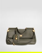 Dolce & Gabbana My Sicily Leather Top-Handle Bag with Lock Charm