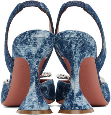 Tenisky a topánky Amina Muaddi Denim Slingback Heels with Crystal Embellishment Modrá | ROSIE SLING CL DENIM ACID, 1