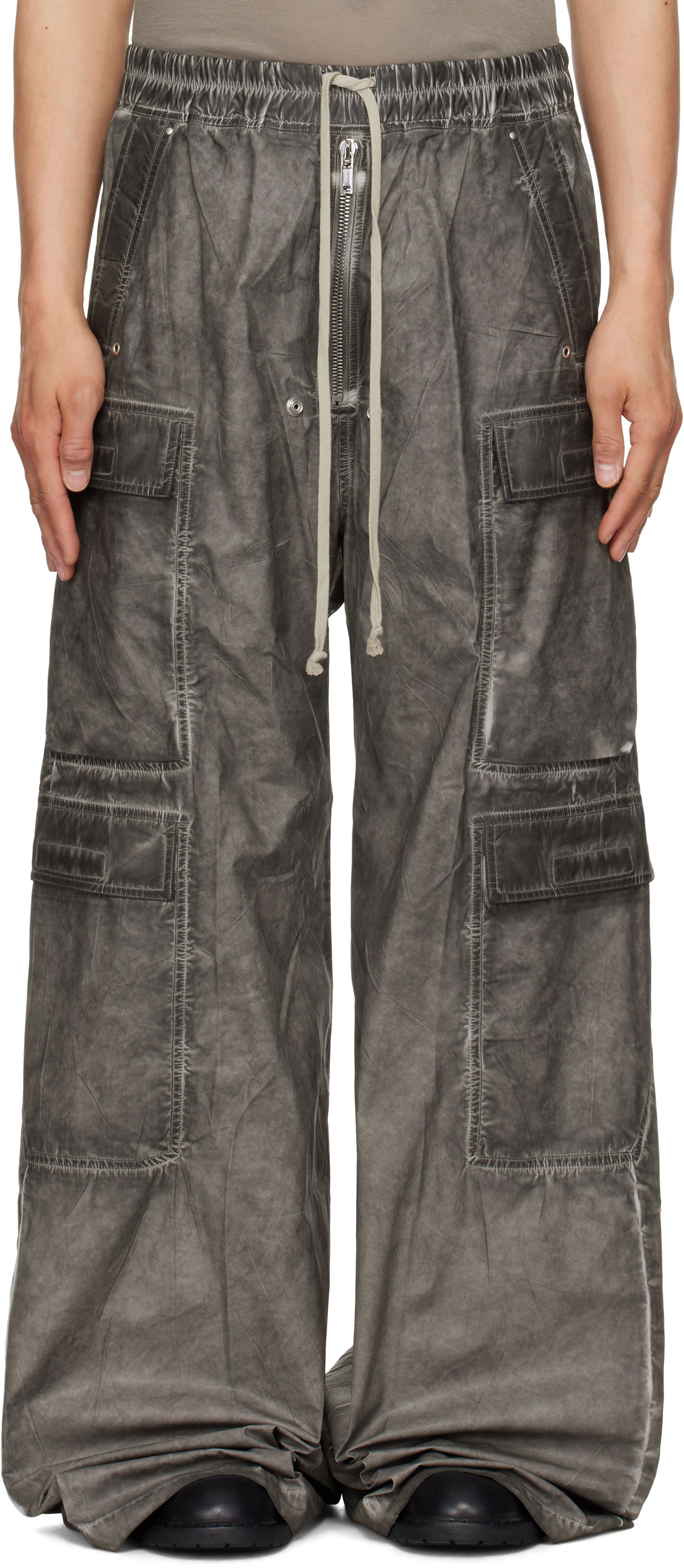 Cargo nohavice Rick Owens Rick Owens DRKSHDW Hollywood Double Cargo Jumbo Belas Pants Šedá | DU01E3398 PF, 0