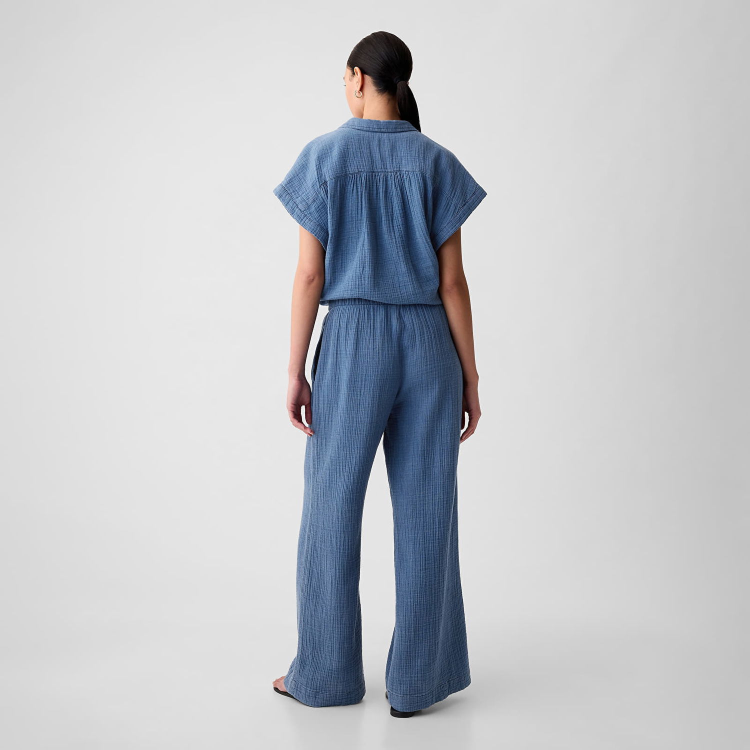 Nohavice GAP Gauze Wide Leg Pants Blue Denim Wash Modrá | 875131-00, 1