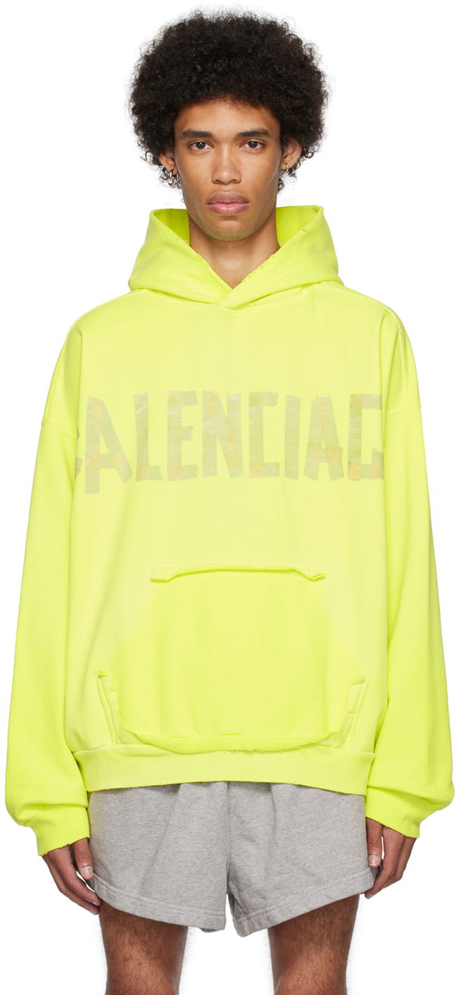 Mikina Balenciaga Tape Type Ripped Pocket Hoodie Žltá | 744441-TOVB1-7204, 0