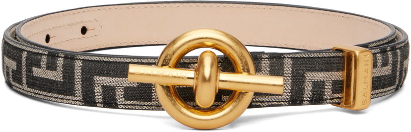 Opasok Balmain Monogram Jacquard T-Bar Belt Rôznofarebný | GM1WJ086TJOL