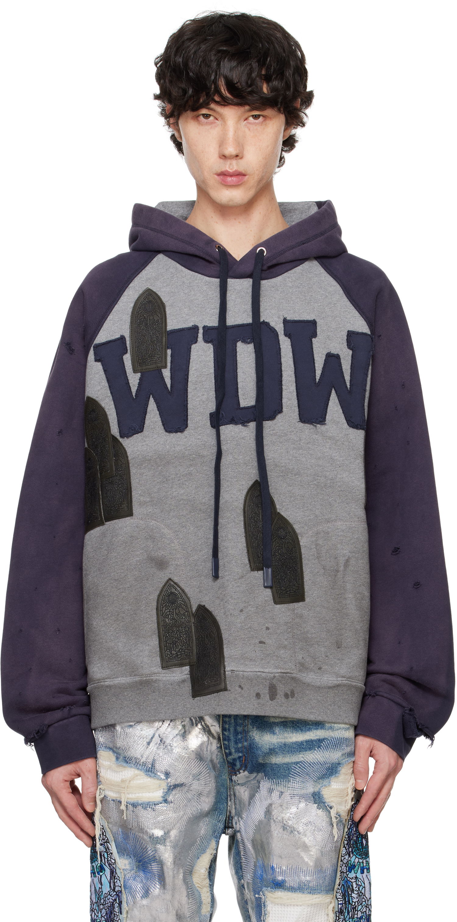 Mikina Who Decides War Faded 'WDW' Hoodie Šedá | 1110090021FW24, 0