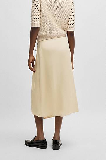 Sukňa BOSS Satin Wrap-Front Midi Skirt Béžová | 50538116, 1