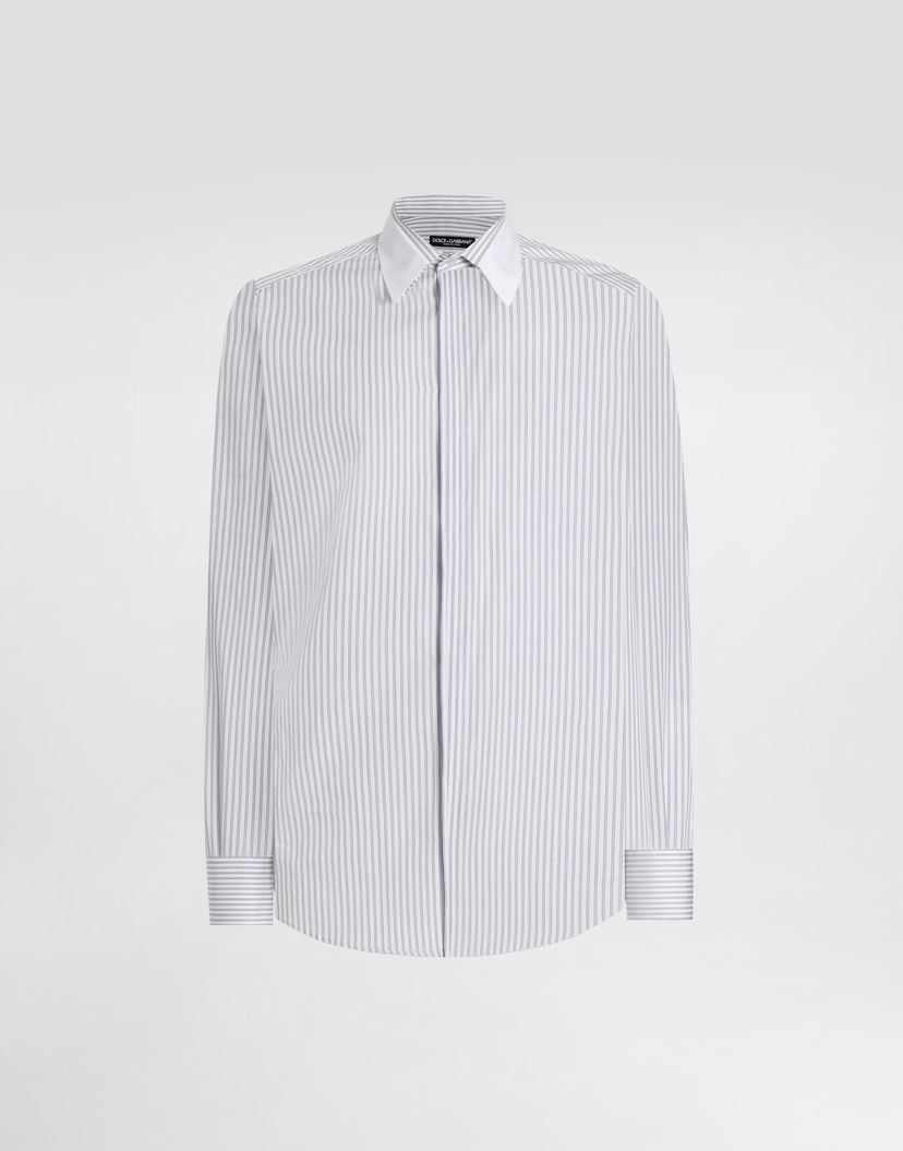 Košeľa Dolce & Gabbana Dolce & Gabbana Martini Striped Poplin Shirt Biela | G5NQ0ZFR503S8051
