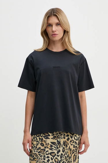 Tričko Nanushka Black Relaxed Fit T-Shirt with Embroidered Logo Čierna | NU24CRSH00399, 0