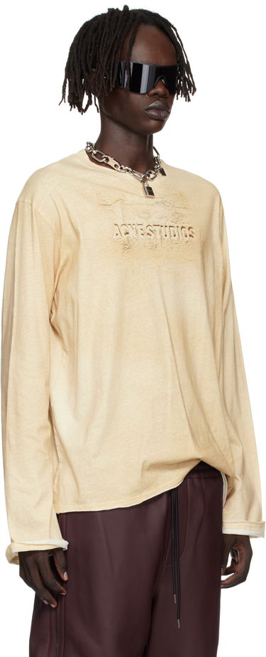 Tričko Acne Studios Acne Studios Long Sleeve Logo T-Shirt Béžová | CL0361-, 4