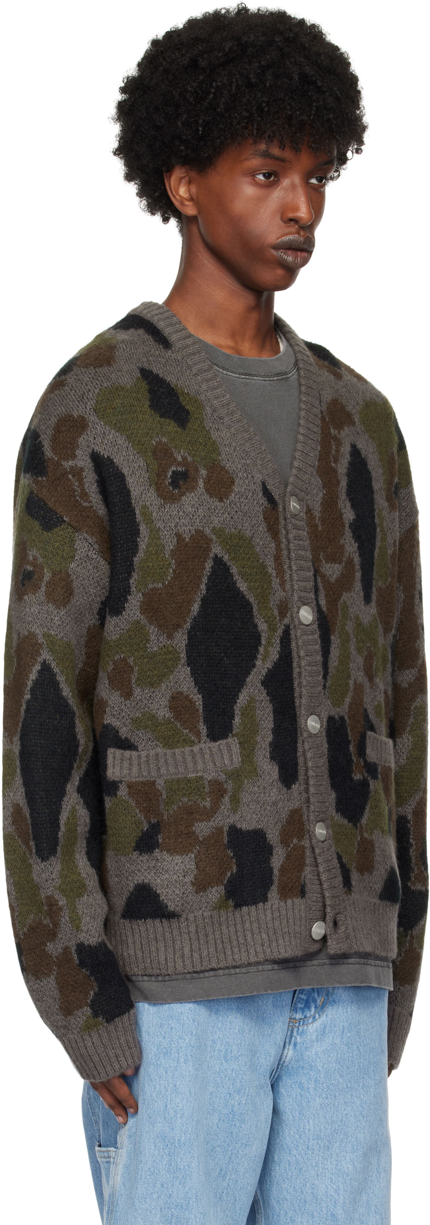 Sveter Carhartt WIP Camouflage Knit Cardigan Šedá | I033914, 1