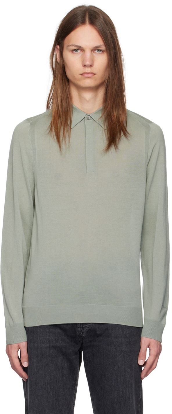 Polo tričko Paul Smith Paul Smith Merino Long Sleeve Polo Zelené | M1R-570X-M02093-36, 0