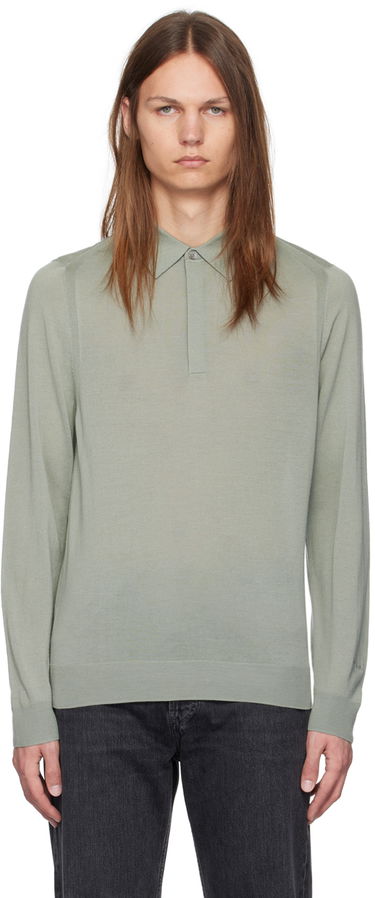 Polo tričko Paul Smith Paul Smith Merino Long Sleeve Polo Zelené | M1R-570X-M02093-36, 0