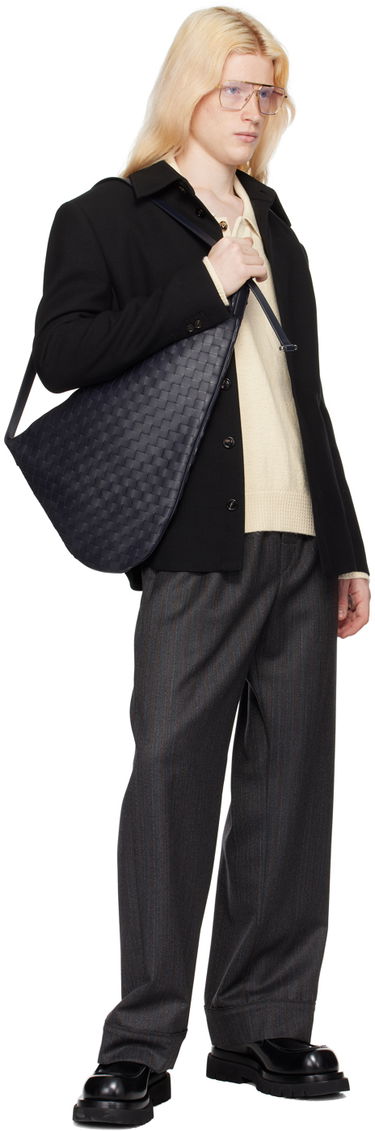 Taška cez rameno Bottega Veneta Bottega Veneta Virgule Intrecciato Leather Shoulder Bag Navy | 743574V2HL1, 3