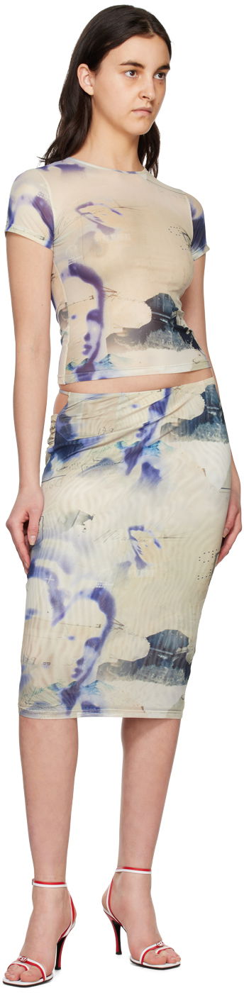 Sukňa Miaou Miaou Verona Printed Midi Skirt Béžová | 4027PM2COR, 3