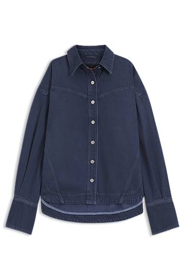 Košeľa BOSS Oversized-fit rigid denim blouse Navy | 50552520, 0