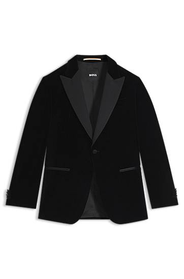 Bunda BOSS Slim-fit tuxedo jacket in cotton velvet Čierna | 50551552, 0