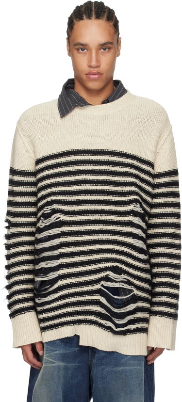 Sveter Acne Studios Acne Studios Striped Distressed Knit Sweater Rôznofarebný | C60105-, 0