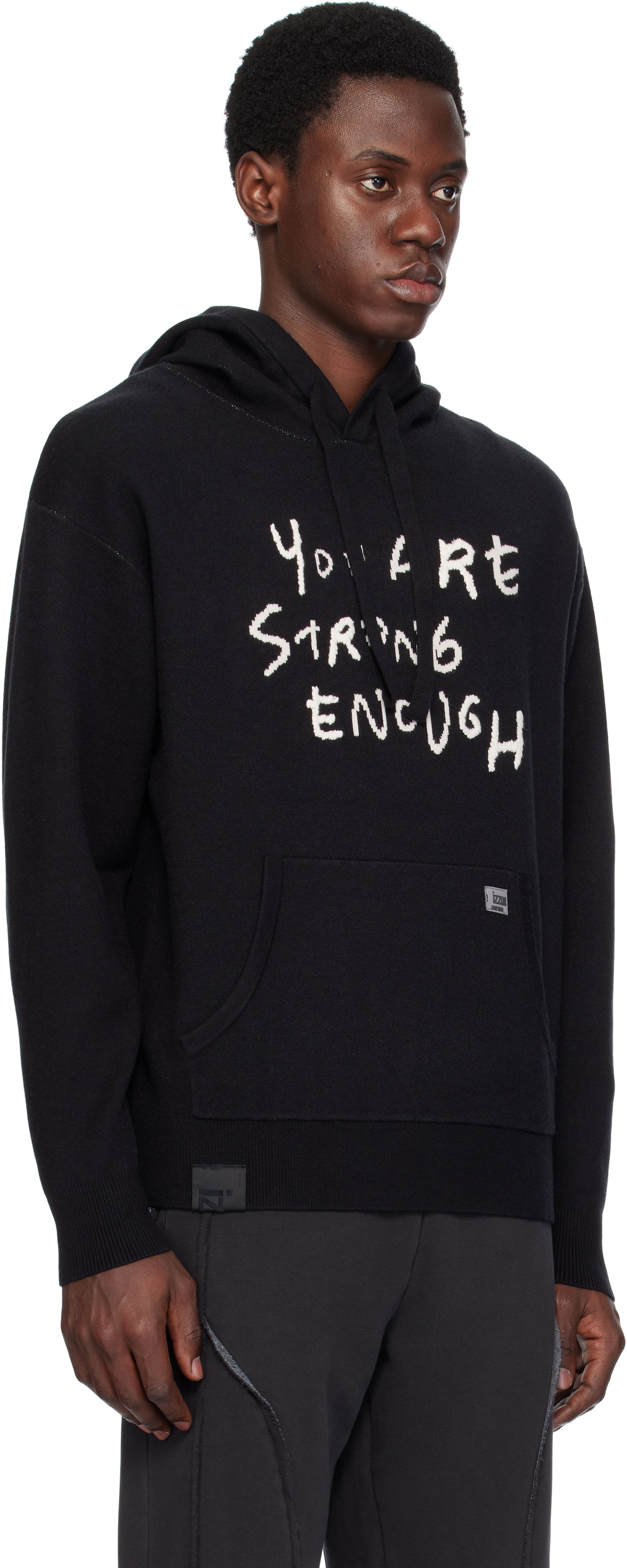 Slogan Knit Hoodie