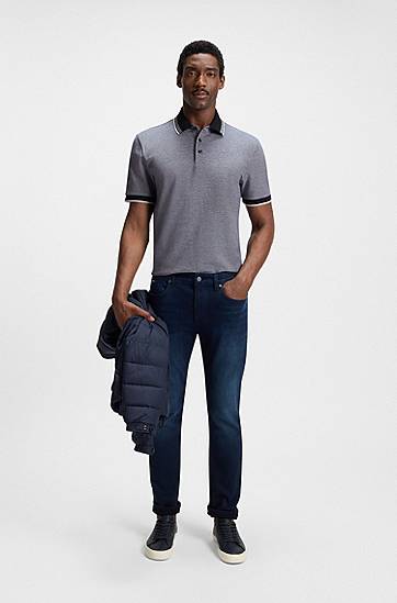 Polo tričko BOSS BOSS Oxford Cotton Pique Polo Shirt with Logo Šedá | 50521116, 1