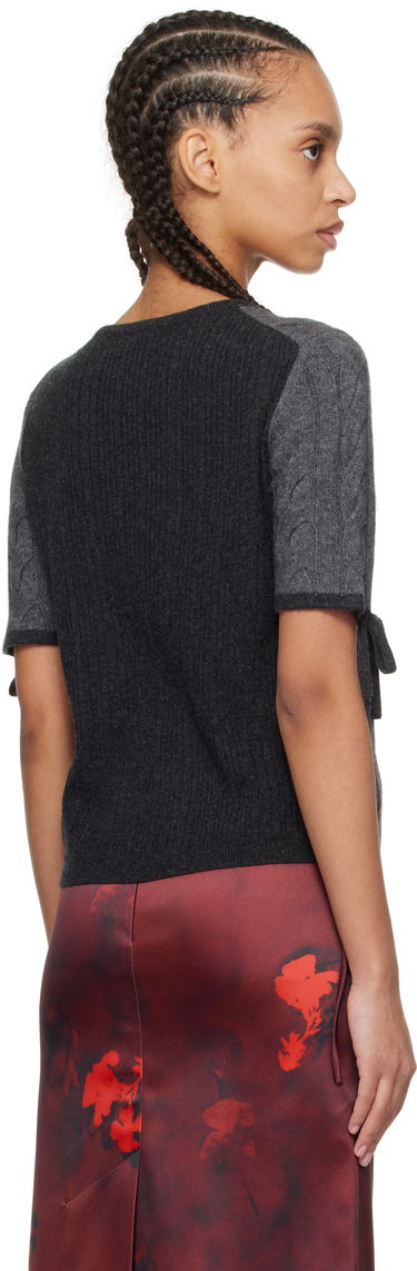 Sveter GANNI Ganni Cashmere Blend Tie Sleeve Sweater Šedá | K2422, 2