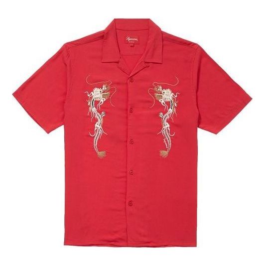 Košeľa Supreme Dragon Rayon Shirt Červená | SUP-FW18-725
