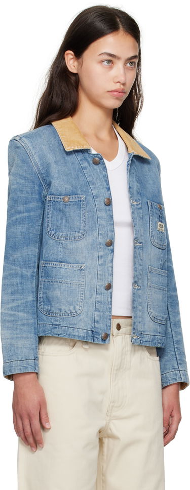Bunda R13 Cropped Denim Chore Jacket Modrá | R13WD183-D346A, 1