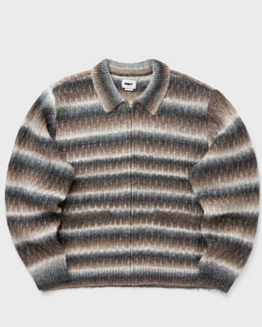 Sveter OBEY Striped Zip-Up Cardigan Hnedá | 151010038-BKM, 0