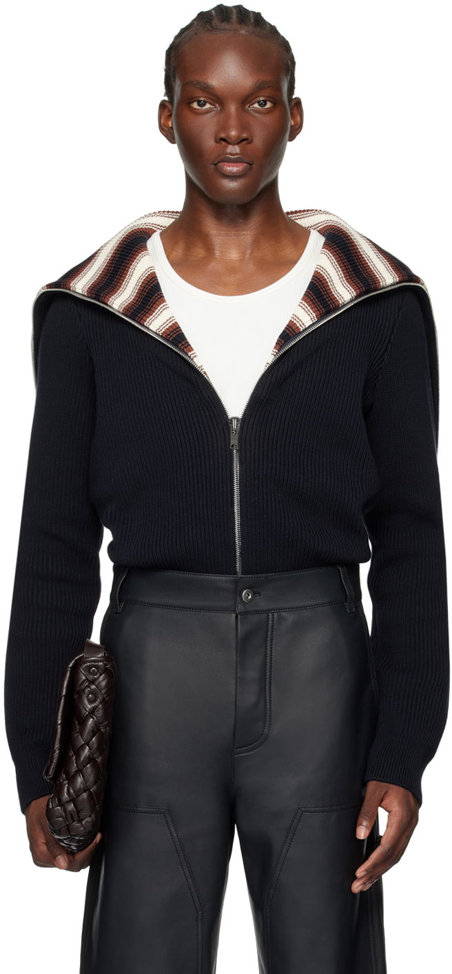 Sveter Bottega Veneta Sailor Collar Cardigan Navy | 795861-V4B20-4127, 0