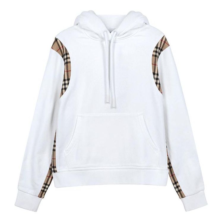 Mikina Burberry Burberry Plaid Loose Hoodie Biela | 80321291