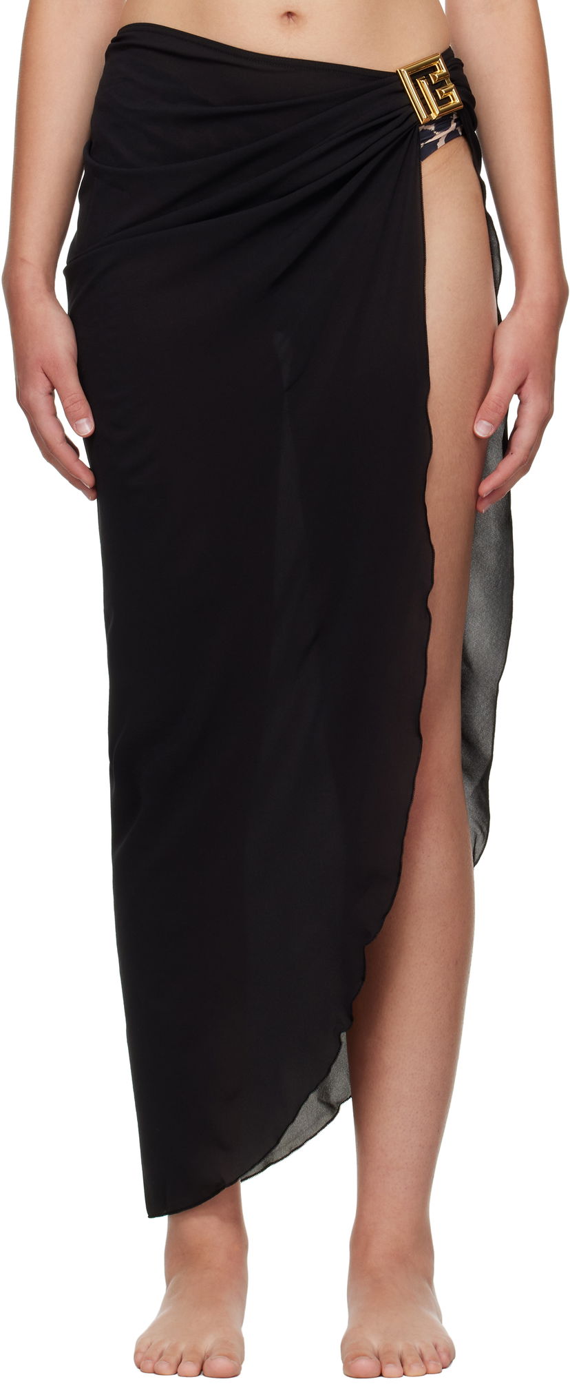 Plavky Balmain Balmain Long Cover-up Skirt Čierna | BKG462220