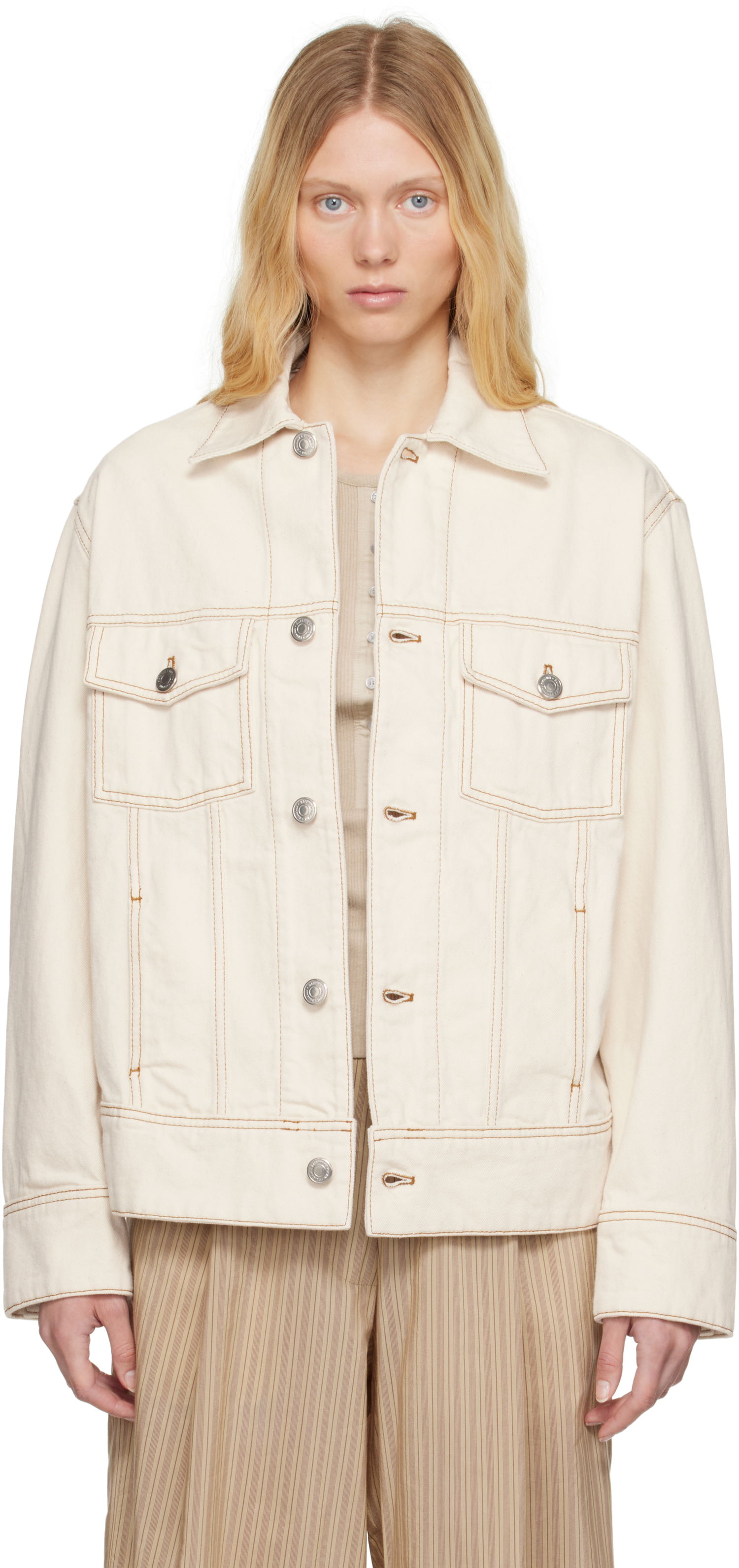 Bunda AMI AMI Paris Trucker Denim Jacket Biela | FJK247.DE0039, 0