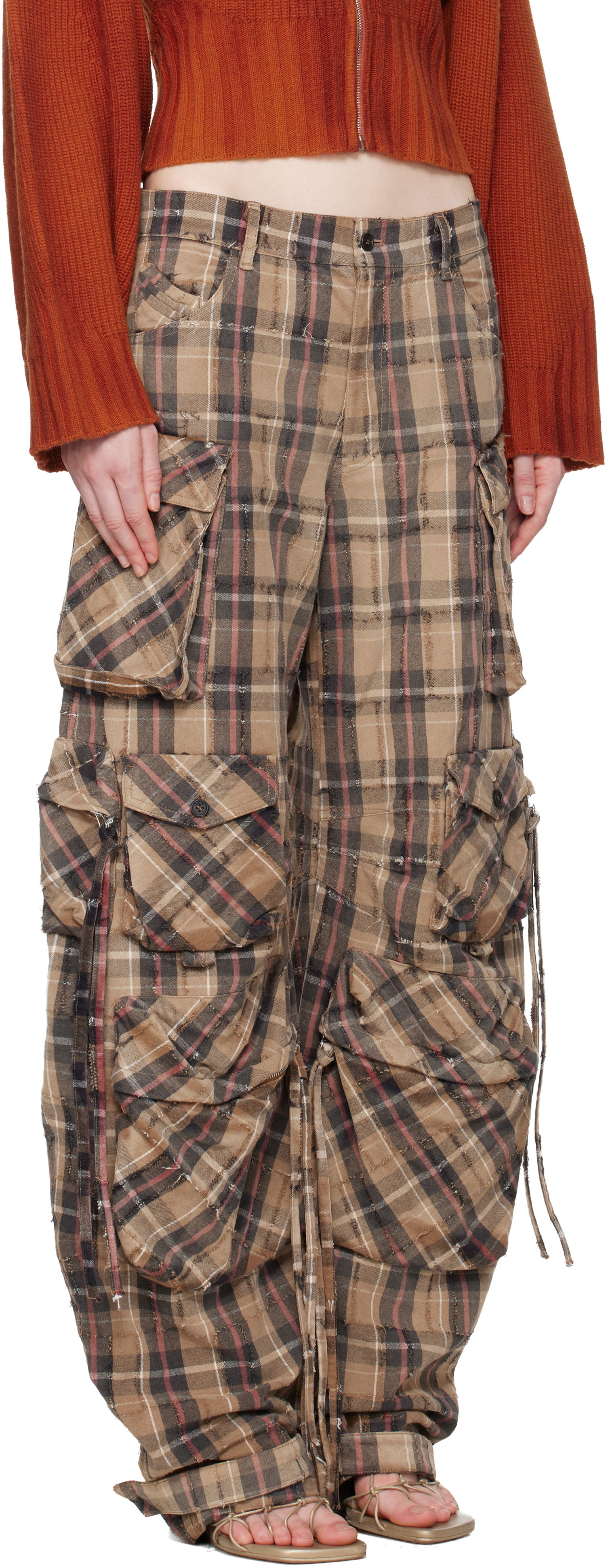 Cargo nohavice The Attico Fern Plaid Distressed Cargo Trousers Rôznofarebný | 251WCP00278 CCC116BR, 1