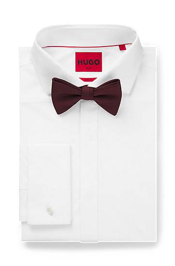 Doplnky BOSS Pre-tied Silk Blend Ribbed Bow Tie Vínová | 50520667, 1