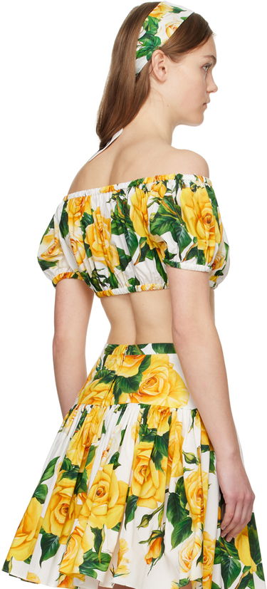 Crop Top Dolce & Gabbana Dolce&Gabbana Floral Off-The-Shoulder Crop Top Biela | F755RT HS5NK, 2