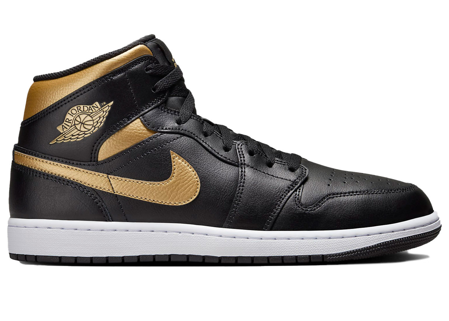 Air Jordan 1 Mid Black Metallic Gold