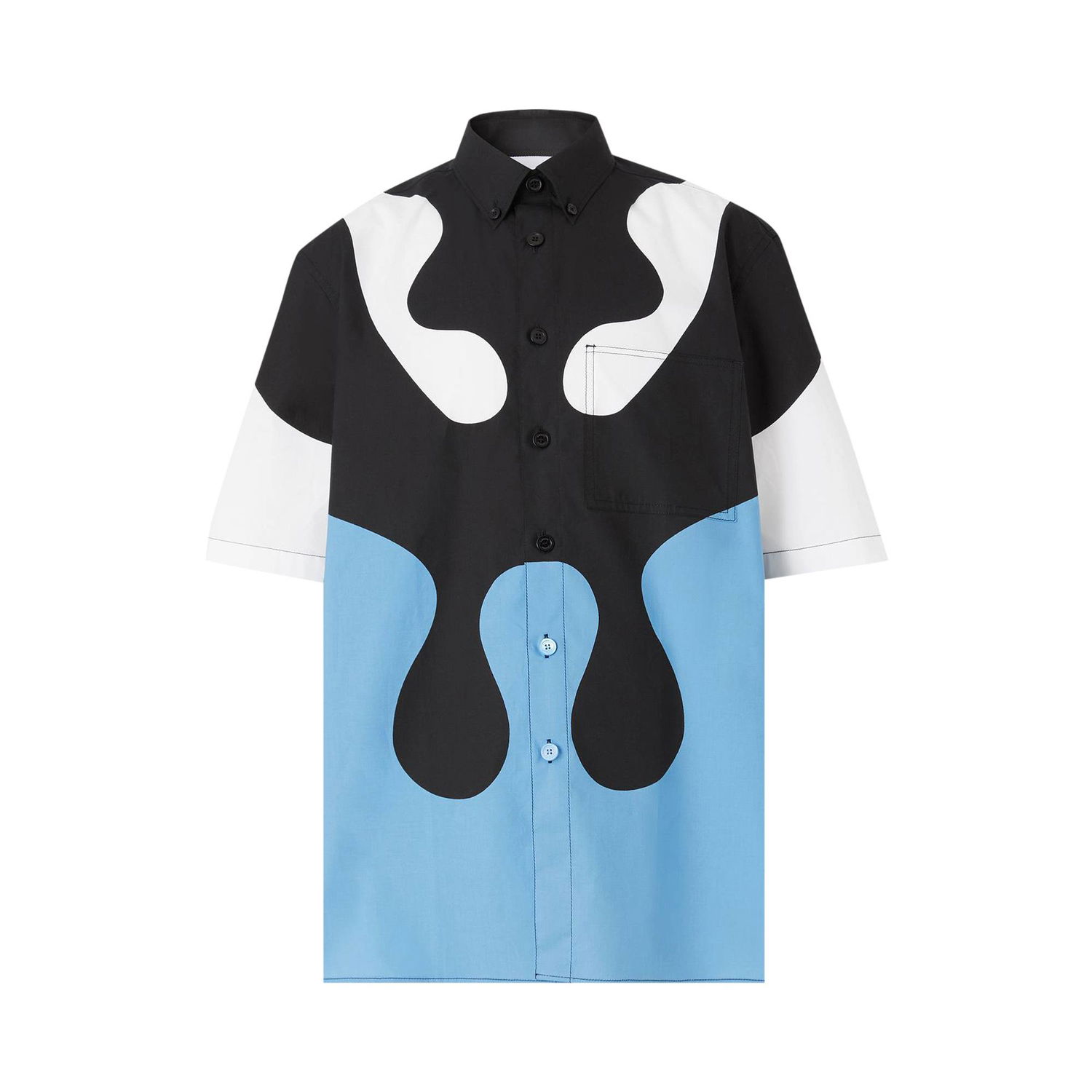 Tričko Burberry Abstract Print Cotton Button Down Shirt Modrá | 8051924, 1