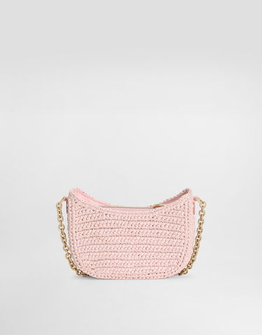 Taška cez rameno Dolce & Gabbana Dolce & Gabbana DG Girlie Crochet Raffia Shoulder Bag Ružová | EB0262AX32180400, 3