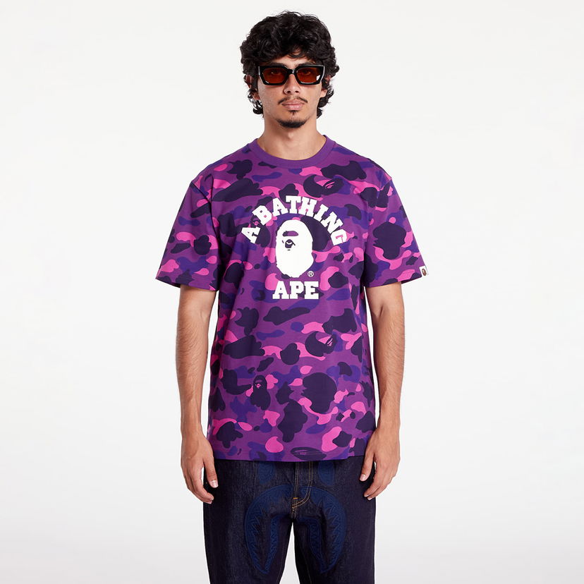 Tričko BAPE A BATHING APE Color Camo College Tee Purple Fialová | 001CSK301002M PUR