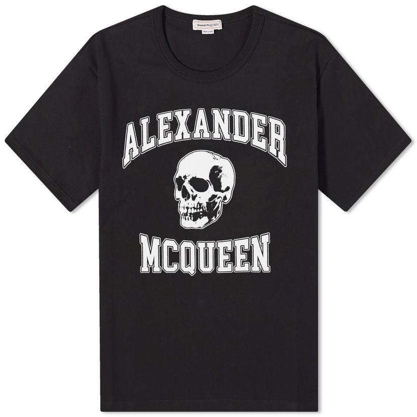 Tričko Alexander McQueen Varsity Skull Logo T-Shirt Čierna | 759442QTAAW-0520