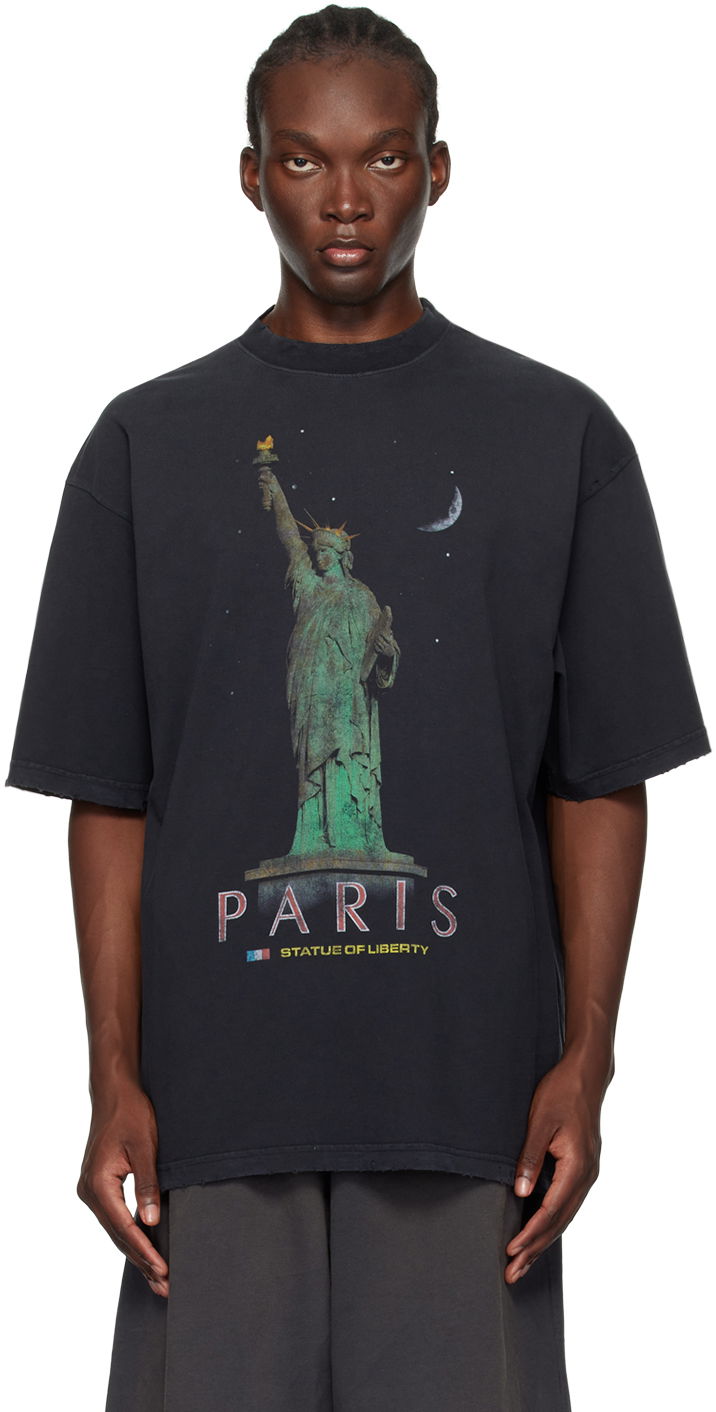 Tričko Balenciaga Black 'Paris Liberty' T-Shirt Čierna | 764235TQVR9, 0