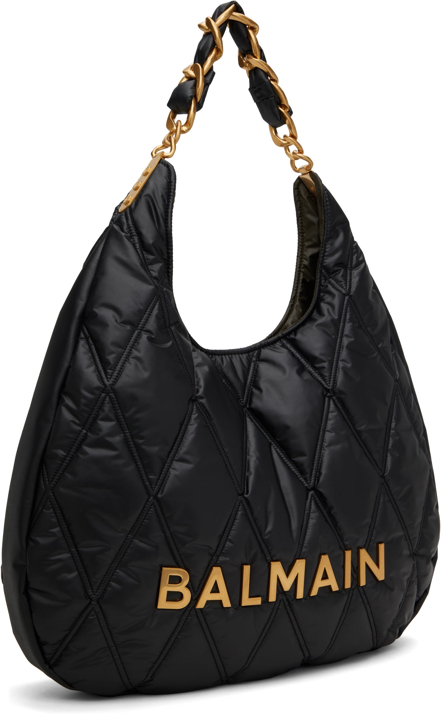 Kabelka Balmain Balmain 1945 Quilted Hobo Bag Čierna | EN1BT929TNDT, 1